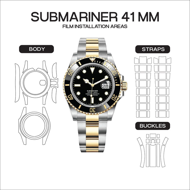INCO Luxury Watch Protection Film for Rolex Submariner Date (41mm) - Anti-Scratch TPU Guard for Case & Oystersteel Bracelet - Invisible Self-Healing Finish (2-Pack) - Compatible with Ref. 126610