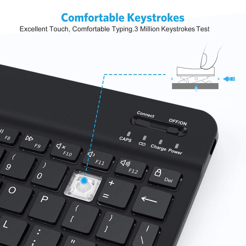 OMOTON Bluetooth Keyboard, Wireless Rechargeable Keyboard for iPad, iPad Pro, iPad Mini, iPad Air with Illuminated LED (Black) Black