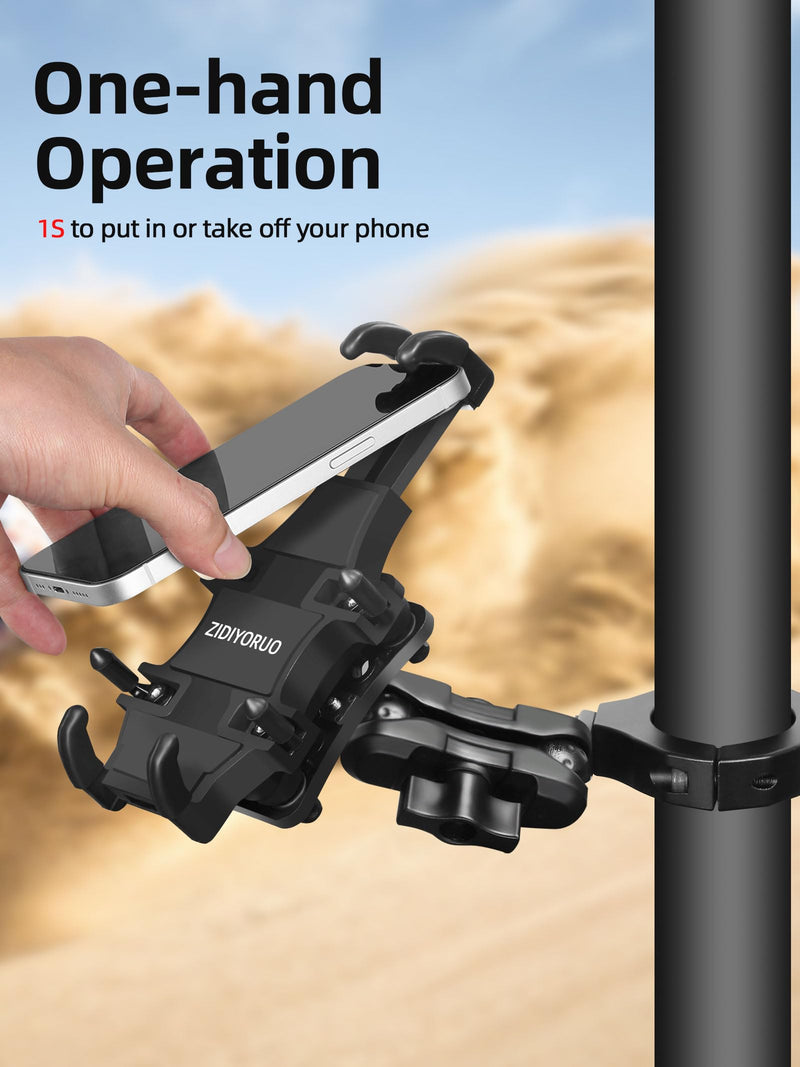 ZIDIYORUO Anti-Shake UTV Phone Mount Holder with Vibration Dampener | Heavy Duty Aluminum SXS Cell Phone Holder Fit for 1.75"-2" Roll Cage, Adjustable & Full Protection, Holds 4.7"-7.1" Phones
