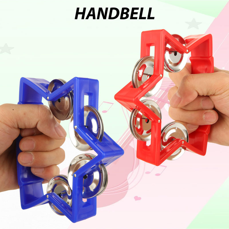 20 Pack Plastic Percussion Tambourine, 4 Colors Tambourines for Adults, Tamborines Musical Instrument, Small Tambourine with 4 Bells, Handheld Tambourines for Charity Christian wedding Party