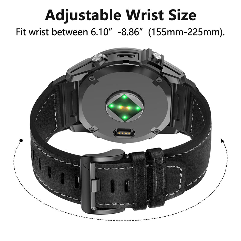 ZPJPPLX 22mm Genuine leather Watch Bands for Fenix E 8 AMOLED 47mm 7 6 Pro 5 plus,Quick fit Strap for quatix 6 7 8 epix Pro tactix 8 AMOLED 47mm/Approach S62 S70/Forerunner 965 970 955/Descent G2 G1 2pack1