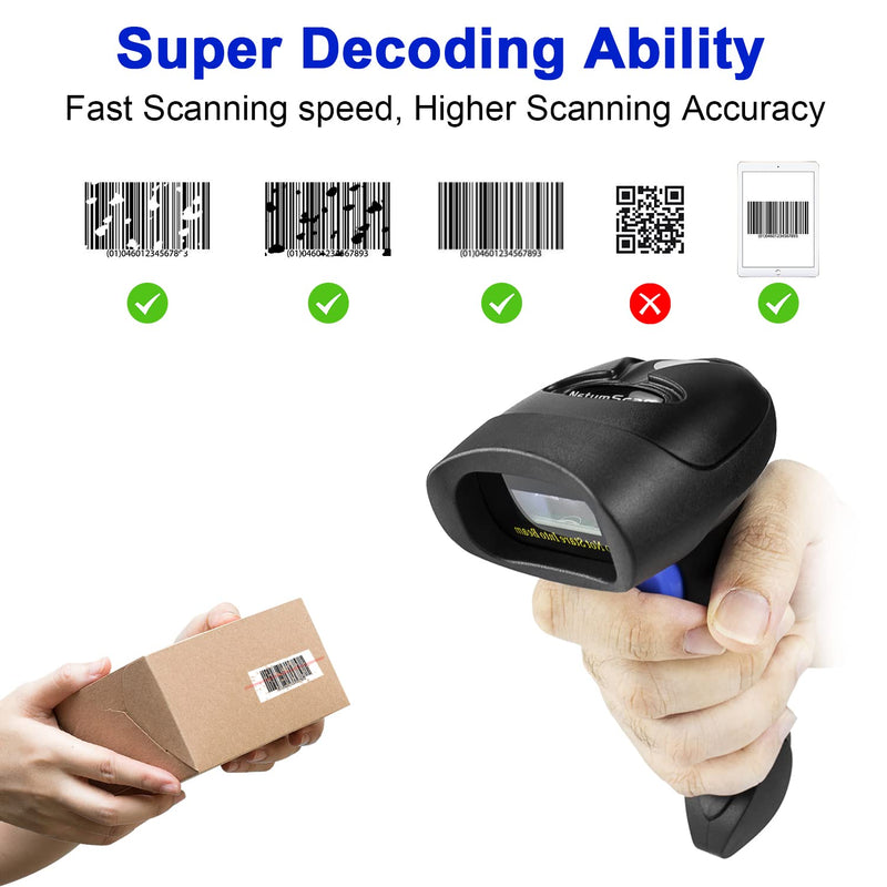 [AUSTRALIA] - NetumScan Wireless Barcode Scanner with Stand, 2-in-1 Automatic USB Cordless 1D Barcode Reader Handheld CCD Bar Code Scanner with Stand for Store, Supermarket, Warehouse 2.4G Wireless 