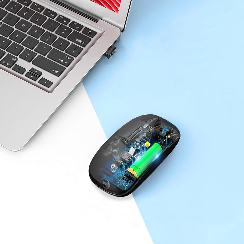 [AUSTRALIA] - Wireless Bluetooth Mouse,LED Rechargeable Laptop Mouse .Portable Office Computer Mice use(BT5.2 and USB 2.4G) Dual Mode Connection,Silent,Slim,for Apple Laptop/ipad Tablet/Mac/PC/phone.(Black) Black 