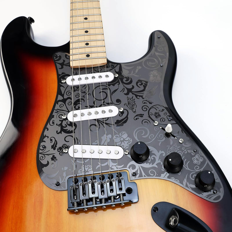 [AUSTRALIA] - Stainless Steel Guitar Pick guard 11 holes SSS Single Coil Mounting Screws 9/32''Potentiometer Metal Electric Guitar Pickguard Compatible with Stratocaster Strat ST Style Guitar(Black) SSS-7mm Black 