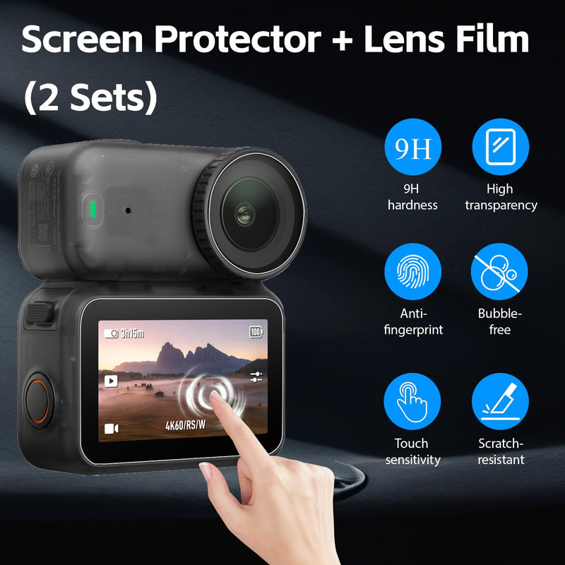 [AUSTRALIA] - Osmo Nano Accessories Kit, Mini Carrying Case for DJI Osmo Nano PU Portable Storage Bag, 2pcs Silicone Lens Cap Cover, Lens Screen Protectors (4 Pack) Comatible with DJI Nano Camera 