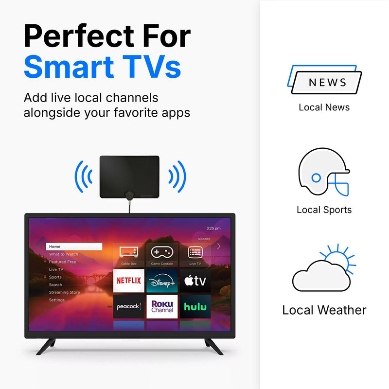 [AUSTRALIA] - Channel Master FLATenna - Indoor Digital HDTV Antenna, 12' Coaxial Cable, Superior Reception Range & Signal Reliability, Supports 4K Smart TVs, OTA Broadcast & NextGen TV, Easy Install Non Amplified 