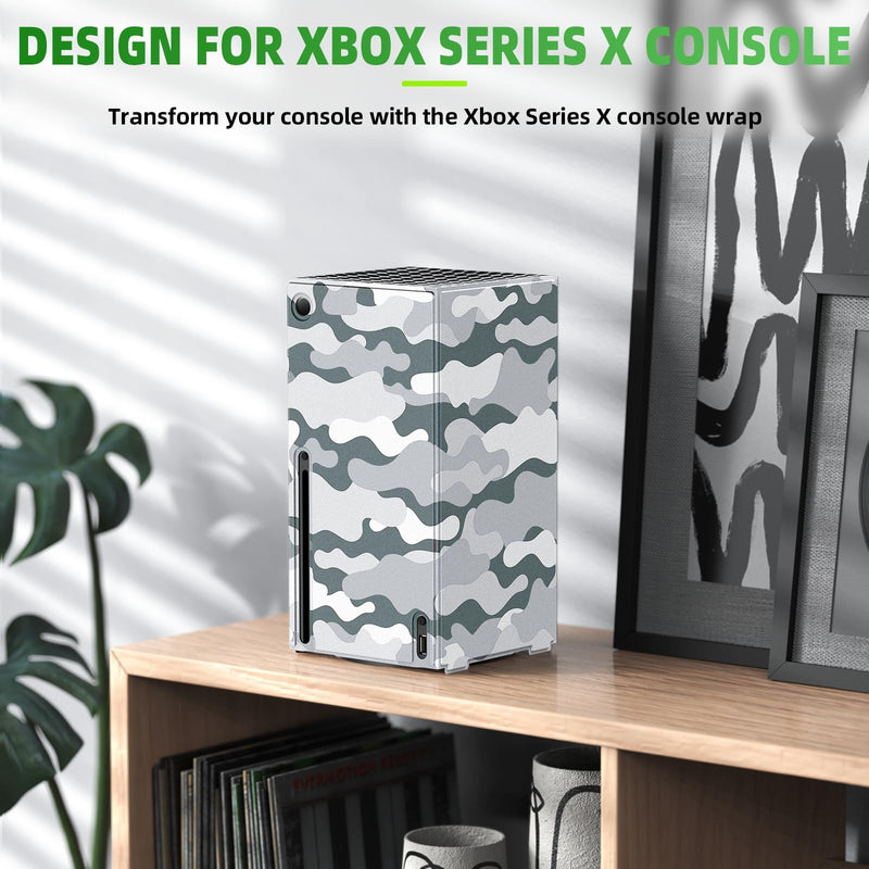 [AUSTRALIA] - Magnetic Smart Wraps for Xbox Series X Console, Full Protection Protective Cover Case for Xbox Series X Accessories with Premium PU Leather and Soft Inner Lining - Gray Camo 