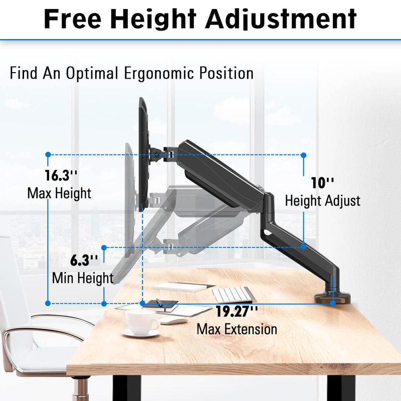 MOUNTUP Single Monitor Desk Mount Holds Screen up to 32 inch+Monitor Mount Reinforcement