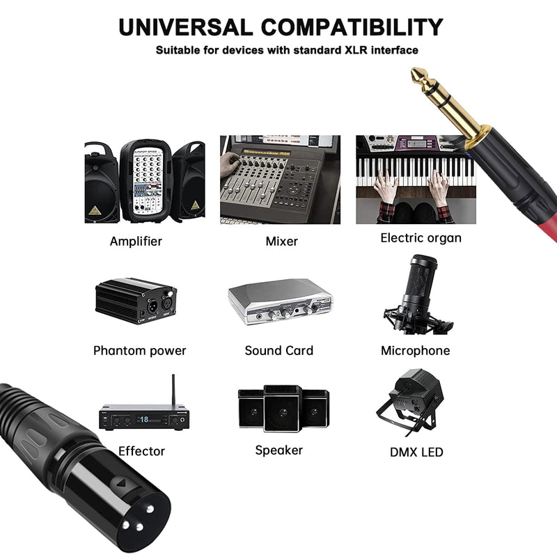 (2PACK/25FT) XLR to 1/4 TRS Stereo Adapter,XLR Male to 1/4 Inch (6.35mm) Stereo Balanced Microphone Stereo Audio Converter AdapterCable 25FT