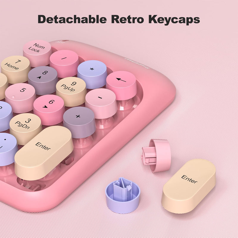 [AUSTRALIA] - Wireless Number Pads, Cute Colorful Numeric Keypad Numpad Portable 2.4 GHz Financial Accounting Number Keyboard Extensions, 18 Key Number Numpad for Laptop Desktop, PC (Pink) Pink 