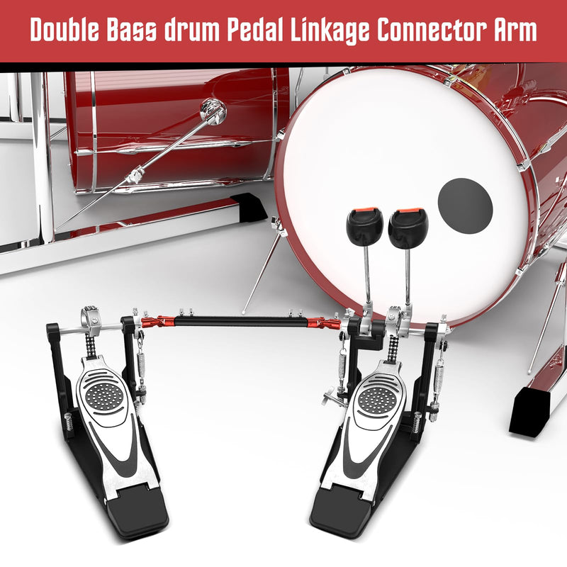Colaxi 31cm Steel Double Drum Drive Shaft Pedal Driveshaft Rod DIY Replacement Bass Drum Pedal Connector Arm Percussion Instrument Parts Accessory, A Black and Red
