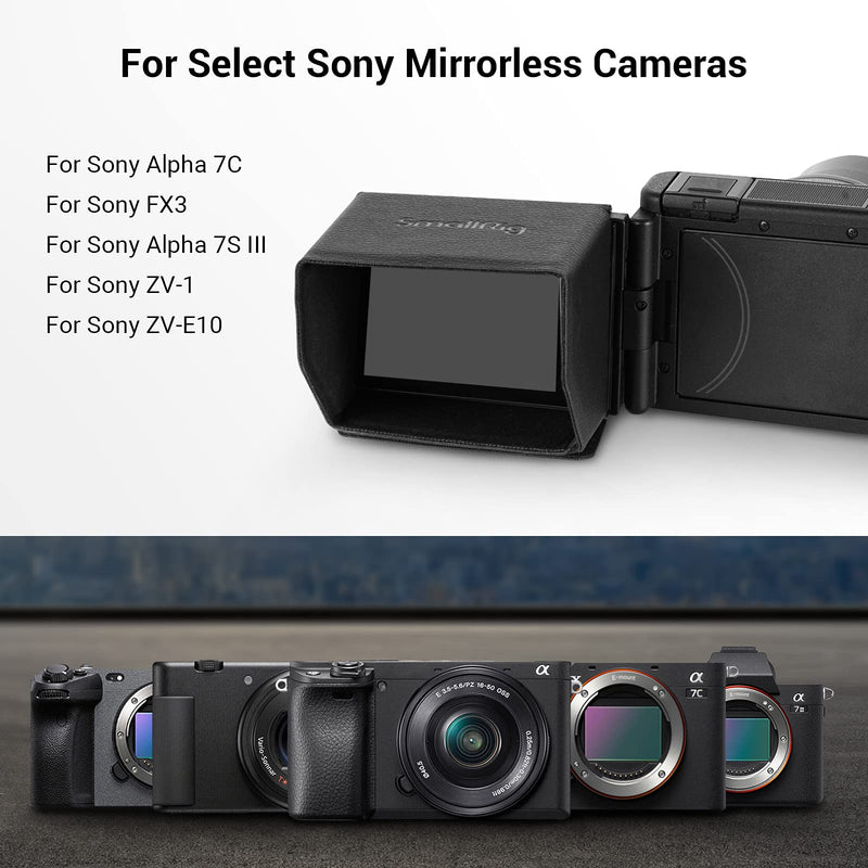 SmallRig Screen Hood Sun Hood Sunshade for Sony Alpha 7 IV / A7S III / A7C / A7CR / A7C II/ZV-E1 / ZV-E10 / ZV-1F / ZV-1 II/ZV-1 / FX3 Camera - 3206