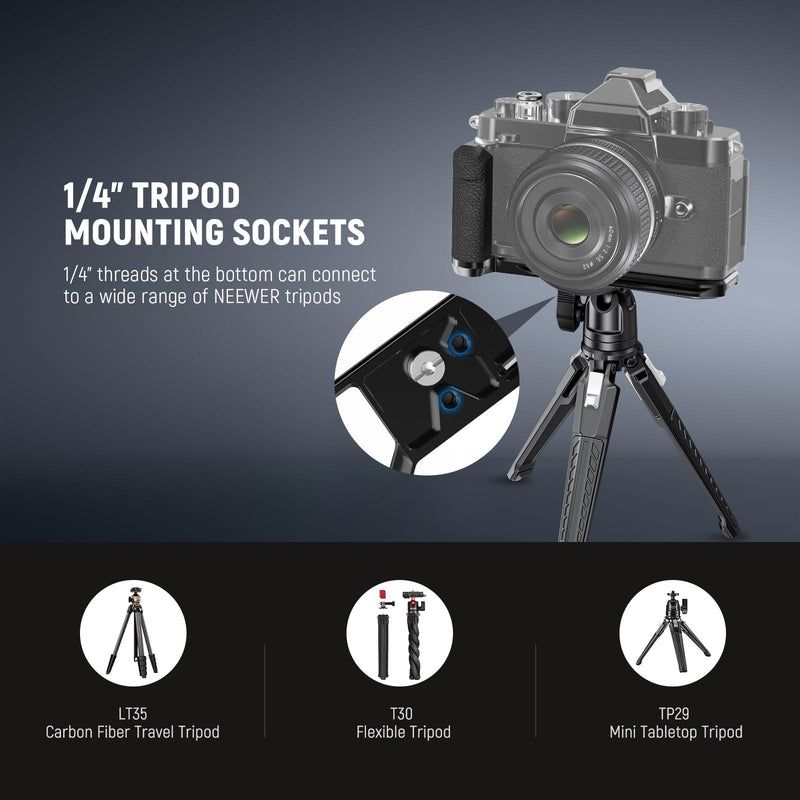 [AUSTRALIA] - NEEWER Zf Handgrip L Shaped Grip Compatible with Nikon Z f Camera, Retro Mounting Baseplate L Bracket with Handle, Thumb Grip & Aluminum Shutter Button, Compatible with Arca Type Tripod Head, CA134 CA134 with Aluminum Shutter Button 