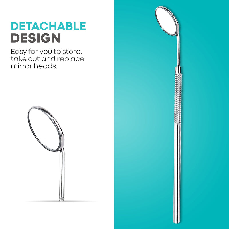 HOKIN Dental Mirror, Mouth Mirror, Dentist Tool, Stainless Steel Mouth Mirror, Dental Mirror, Mouth Tooth Inspection Mirror with Two Additional Removable Mirrors