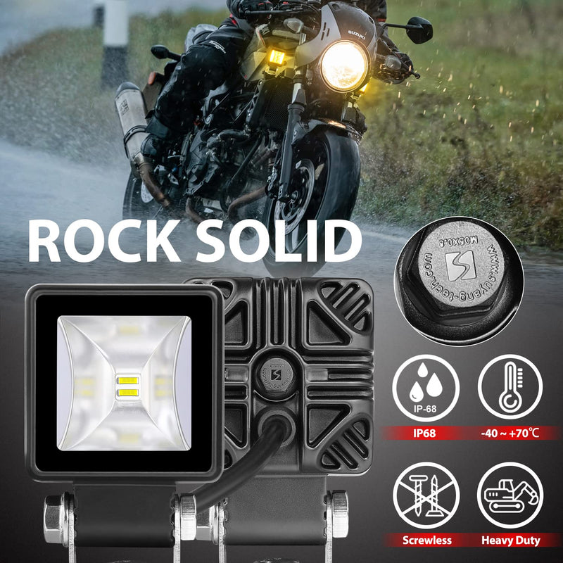 [AUSTRALIA] - 2 Inch LED Pods with DRL, LTEODCHEW 2PCS Screwless 5,000LM Flood Beam Motorcycle Auxiliary Scene Reverse Ditch Camp Work Back up Lights for Motorcycle Trucks Tacoma —— Flood 2 Inch Flood 