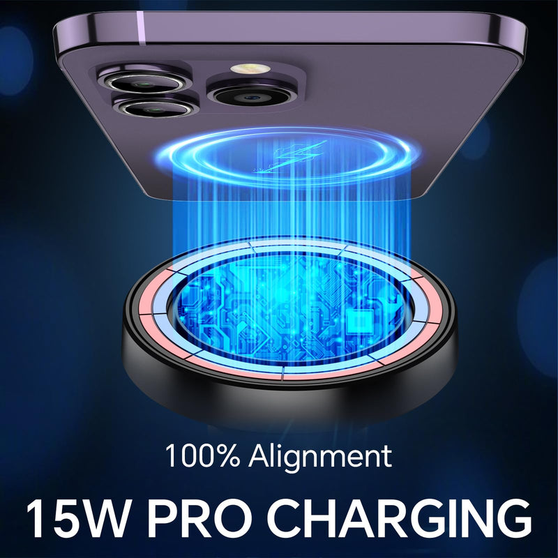 Coolpow for MagSafe Car Mount Charger【Ultra Magnet】 Magnetic Phone Holders for Your Car Charger【Windshield+Vent+Dash】 Magnetic Wireless Car Phone Holder Charger Car Mount for iPhone 17 (Purple) Purple