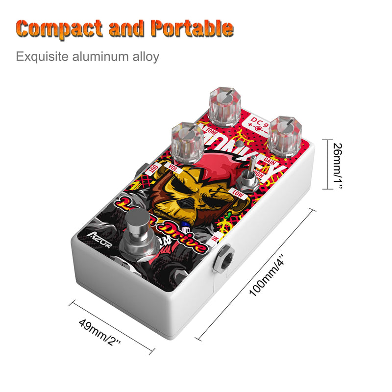 AZOR Leon Dirve Guitar Pedal, Mini Overdrive Analog Effect Pedal for Electric Guitar Pedalboard True Bypass AP503