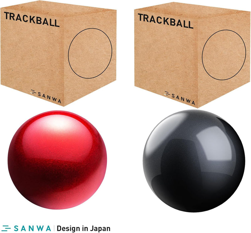 SANWA 2PCS 40mm/1.57in Trackball Replacement Ball for GMAWTB40, GMABTTB41, GMATB39, Kensington Orbit Fusion, and Other Compatible Trackball Mice, Glossy Red + Black
