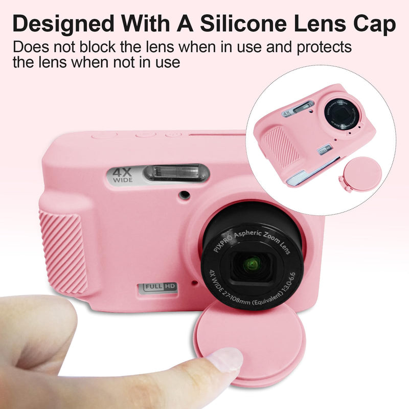[AUSTRALIA] - Easy Hood Case for Kodak PIXPRO FZ45, Soft Silicone Camera Case with Removable Lens Cover, Lightweight Protective Cover Sleeve, Custom Fit FZ45 Camera (Pink) Pink 