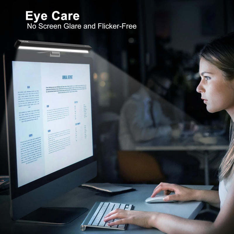 Computer Monitor Light Bar, Auto On/Off Screen Monitor Lamp for Eye Caring, Motion Sensing Desk Lamp with Touch Control, No Screen Glare Space Saving Desk/Office/Home/Game Auto-On/Off
