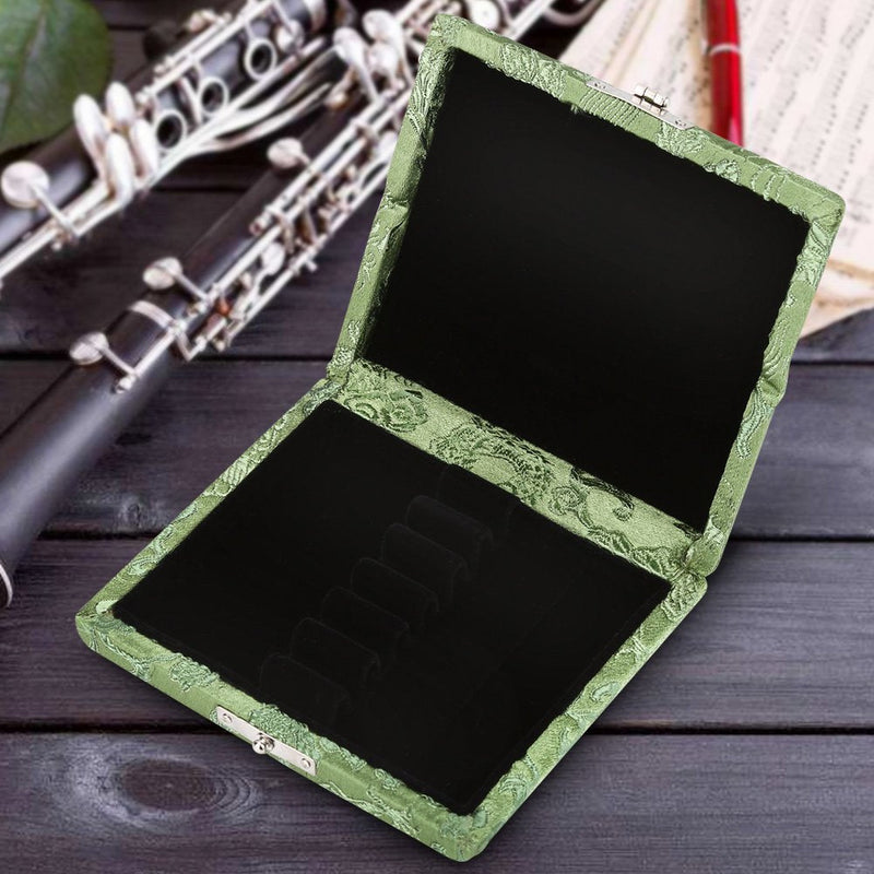 Oboe Reed Case,Protect Against Moisture Wooden + Silk Cloth Cover Reed Case Holder Storage Box for 6pcs Oboe Reeds Maple Wooden (Green) Green