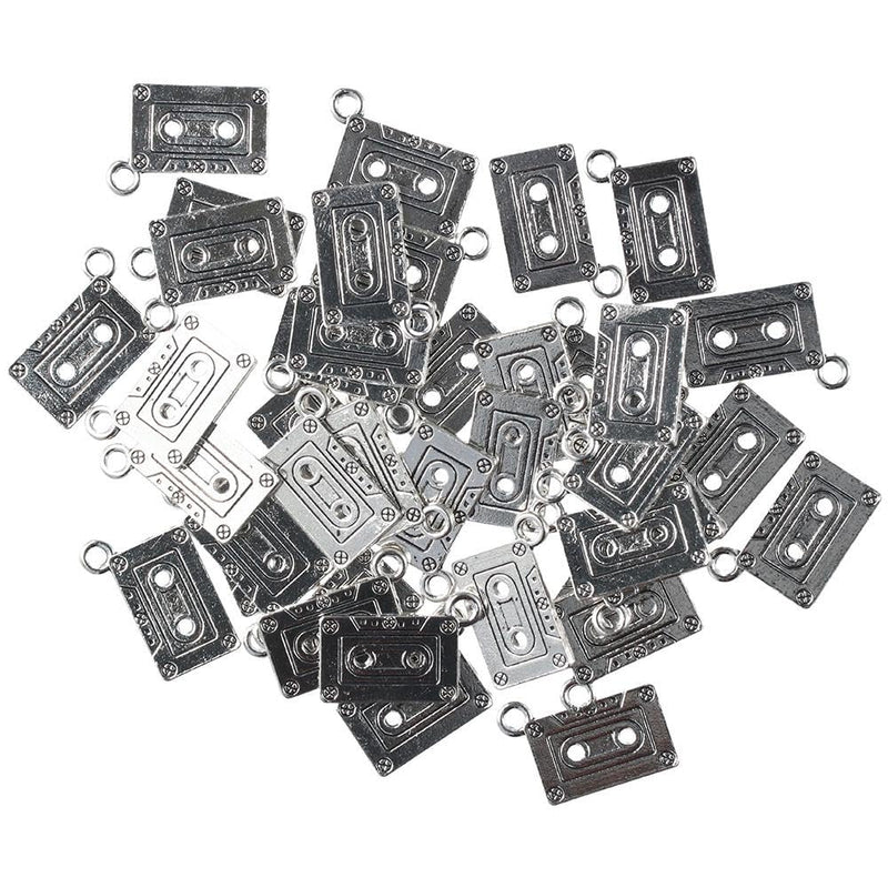 [AUSTRALIA] - 50 Pcs Audio Cassette Tapes Shaped Charms,22x16mm Antique Alloy Charms for Jewelry Making DIY 