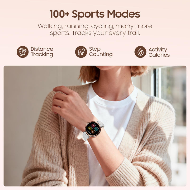 TOZO S8 AMOLED Smart Watch for Women, 1.32" HD Color Screen, Health Tracker Ladies Watch, A1 Wireless Earbuds Bluetooth 5.3 Light Weight in Ear
