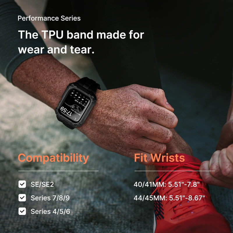 Fullmosa Compatible Apple Watch Stainless Steel Band with Case 38mm 40mm 41mm Silver & Compatible Apple Watch Silicone Rubber Band 40mm with Screen Protector,Black