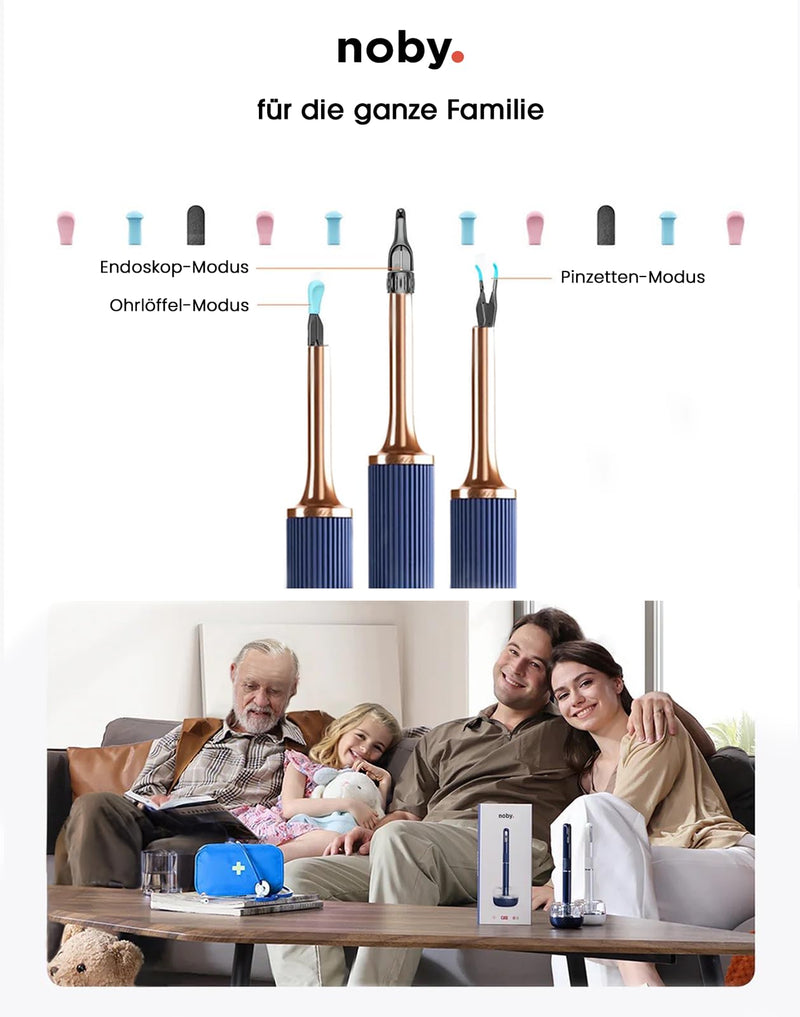 Noby 1920P HD otoscope: ear wax remover with camera for adults and children. Ear cleaner, human ear cleaner, ear cleaner with camera, ear cleaner for adults, otoscope