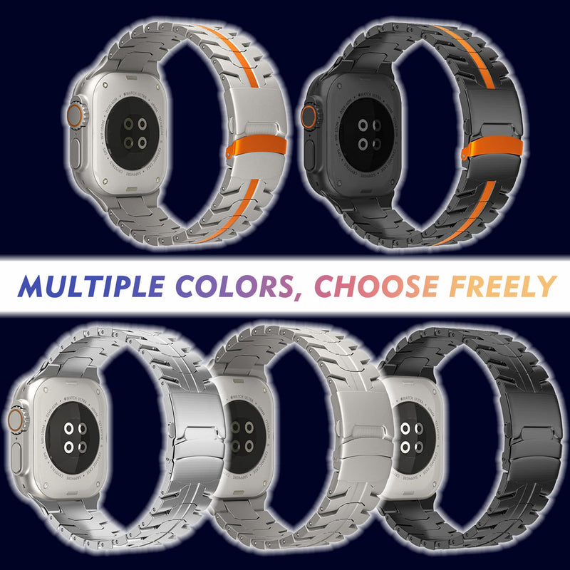 Titanium Band - Lightweight& Scratch-Resistant TA1 Titanium, Adjustable Replacement Strap with Folding Clasp, Compatible with Apple Watch 41mm 42mm