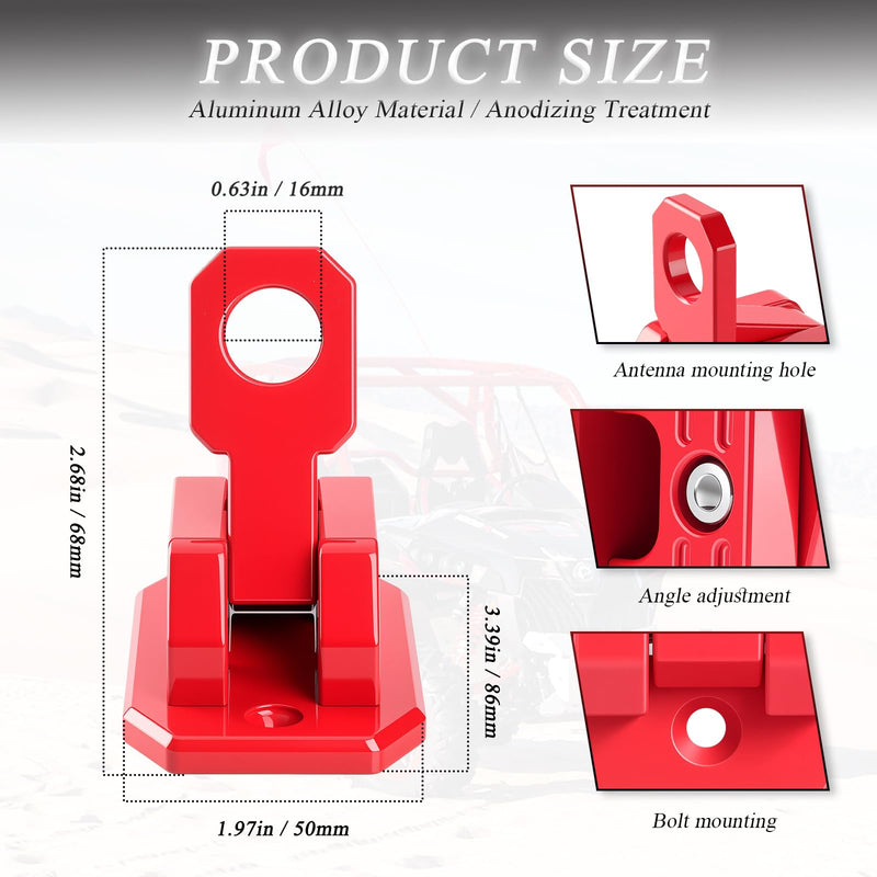 CB Antenna Mount, Universal Vehicle No-Drill Antenna Holder Fit Truck SUV | Red CB Antenna Holder, No-Drill Mount, Made of Aluminum Alloy, Rust and Corrosion Resistant