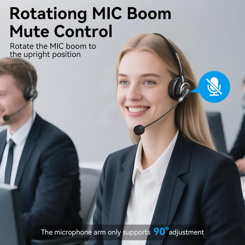 [AUSTRALIA] - Wantek USB Headset with Microphone for PC, Computer Headset with Noise Canceling Microphone with Mute for Home Office Online Skype Zoom Meetings 