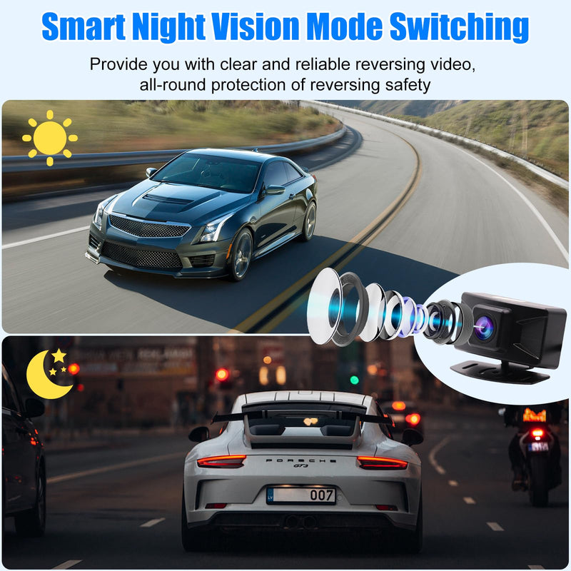 Wireless Backup Camera System Kit, Rear View Monitor with Camera | Waterproof Night Vision Reverse Cam 1080P HD Parking Camera Set for Car Pickup Truck RV Camper Van 4.3 Inch Wireless