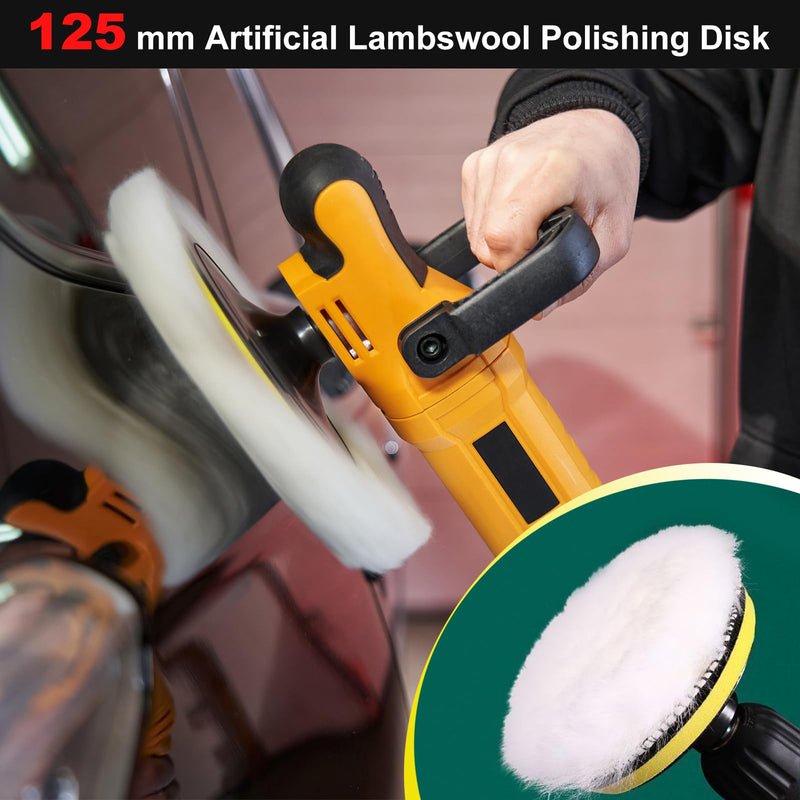 Polishing Attachment Compatible with Bosch Random Orbital Sander, Pack of 4 Diameter 125 mm Lambswool Polishing Discs, Polishing Pads for Car, Cork Floor, with Velcro
