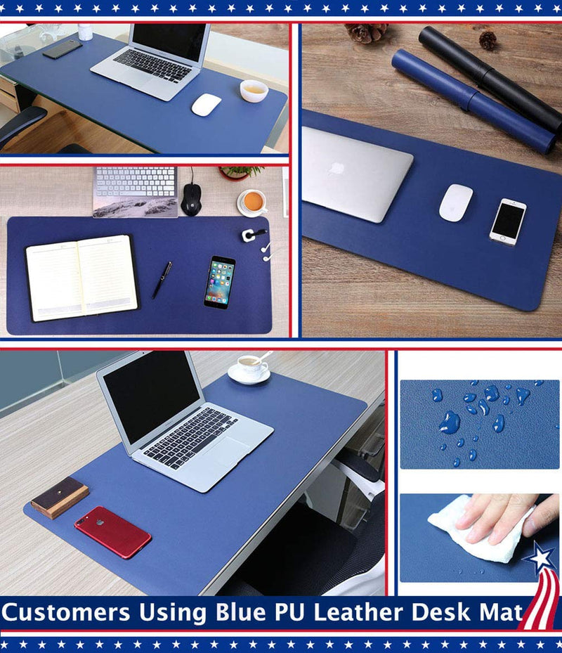 Desk Protector Blotter Pad on Top of Desks PU Leather Office Desk Writing Mat Computer Laptop Gaming Under Keyboard Mouse Pad Desk Decor Accessories Organizer for Women Men Kids Black 16 X 32 Inches 16'' x 32'' inch Midnight Black