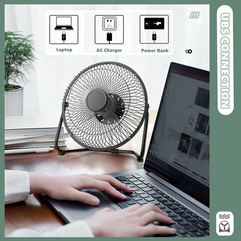 USB Fan 4 Inch Mini USB Desk Table Fan Personal Portable Desktop Cooling Fan Powered by USB PC Netbook for Camping Home Office Outdoor Travel, Strong Wind, Black Black 4 Inch
