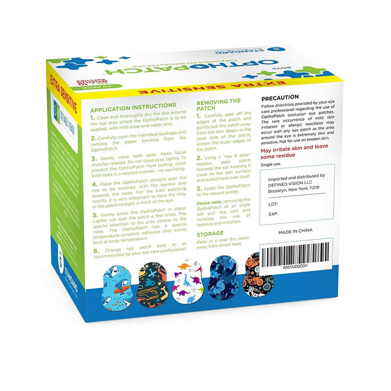 [AUSTRALIA] - OPTHOPATCH Kids Eye Patches - Fun Boys Design - 30 + 10 Bonus Latex Free Hypoallergenic Cotton Extra Sensitive Adhesive Bandages for Amblyopia & Cross Eye-3 Reward Chart Posters by Defined Vision 