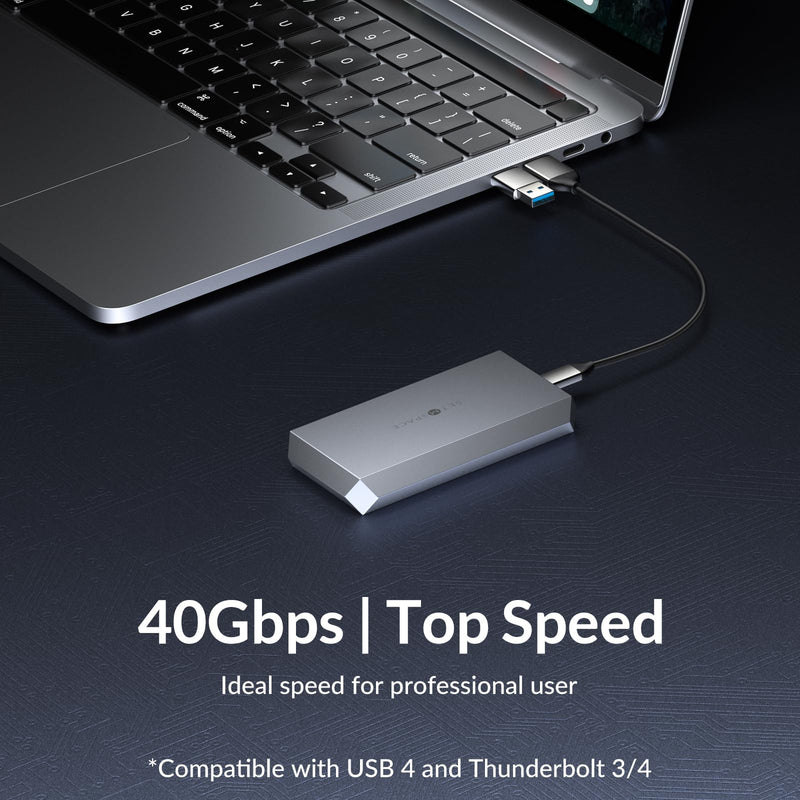NVME Enclosure 40 Gbps ['Tough Guy' Quality] M.2 Enclosure Compatible with Thunderbolt 3/4&USB4, Screw Fixed Solid Aluminium Alloy SETMSPACE SSD Enclosure with USBC/A Cable for M-Key PCIe NVME 2280
