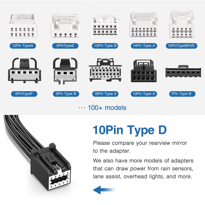 [AUSTRALIA] - YQMAJIM DashCam Power Adapter,(10P TypeD) Compatible with GMC,Chevy,Cadillca,Buick Models with Auto Dimming Rearview Mirror,Built-in Hide USB to GPS Radar Mirror Camera Dash Cam Charger Adapter Cable 