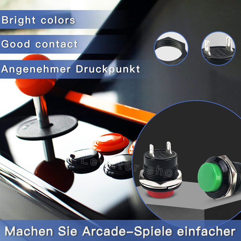 16 mm Momentary Push Button On Off Switch Assorted Red Green Yellow Blue White Black 3A 250V AC 2-Pin Self-Resetting Mini Round Switch 16mm