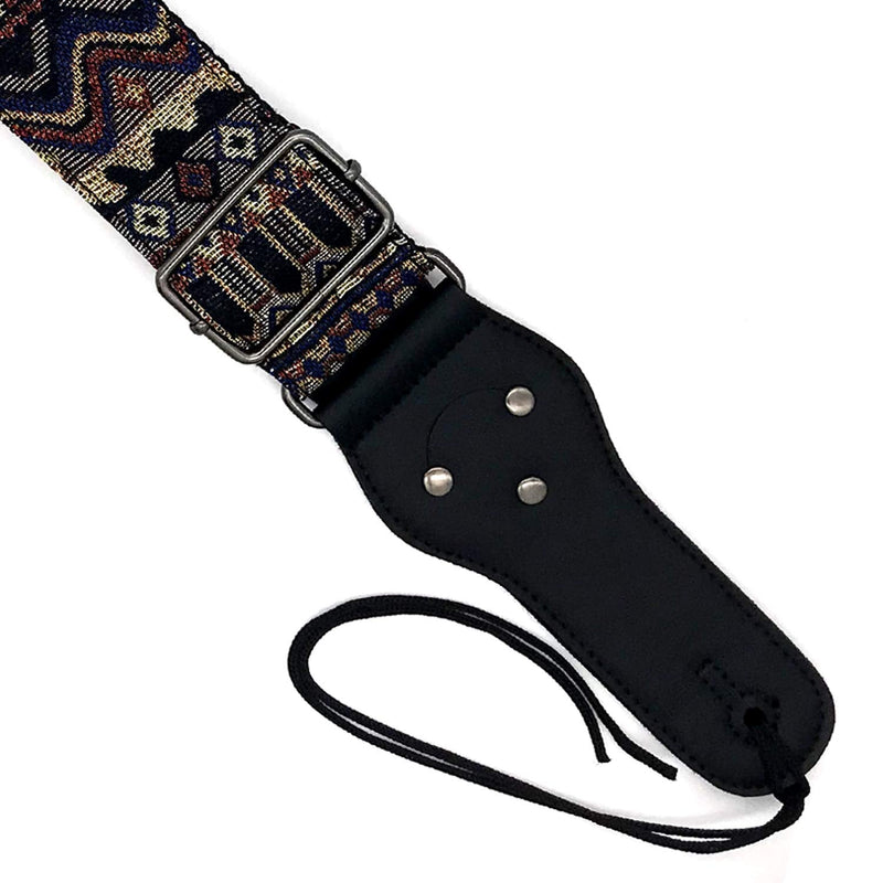 Adjustable Guitar Strap with 2 Strap Locks and 1 Leather Strap Button D