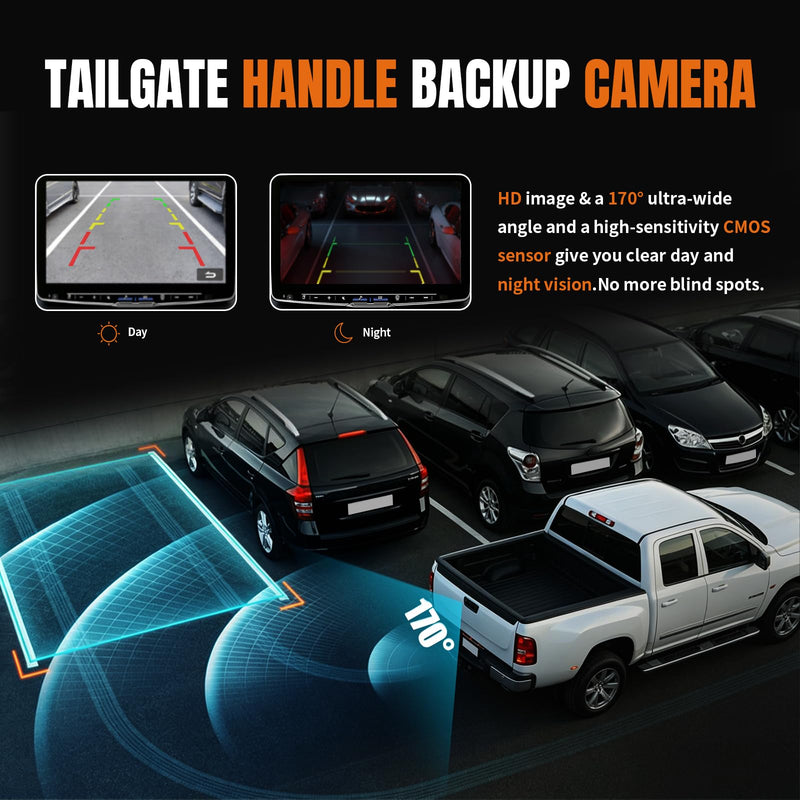 LCWRGS Tailgate Handle Backup Camera for Chevy Silverado & GMC Sierra | 2007-2014 Night Vision Wide-angle Waterproof Rear View Camera Tail gate Handle Key Hole OE# 22755305