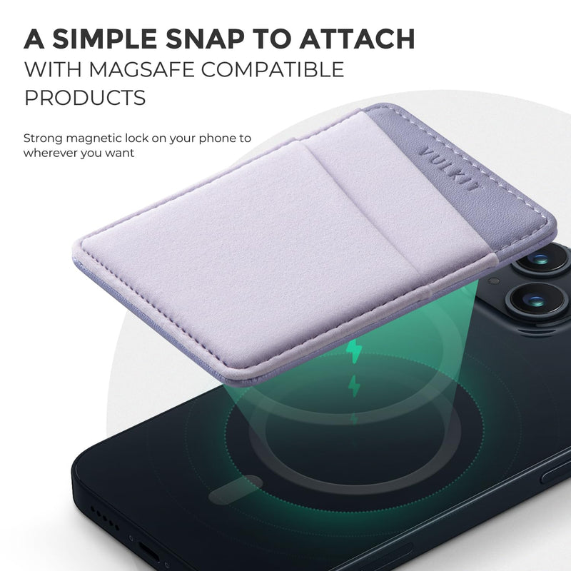 VULKIT Magnetic Phone Wallet for MagSafe- RFID Blocking - Card Holder Wallet for iPhone 15/14/13/12 Series & Phone Case with MagSafe Violet