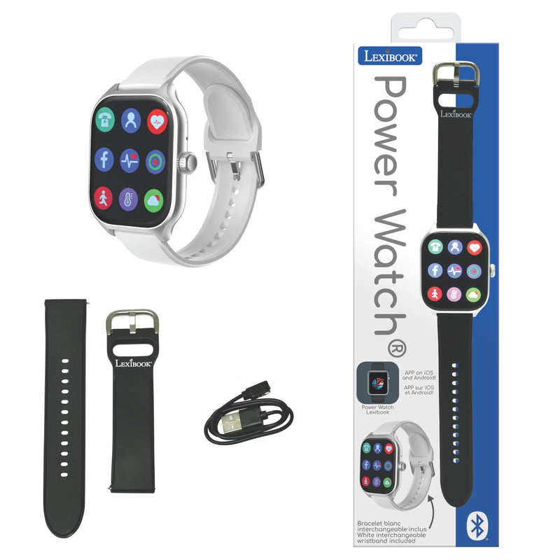 LEXiBOOK, Power Watch Smartwatch DMW075 | iOS/Android, calls, notifications, health tracker, voice assistant