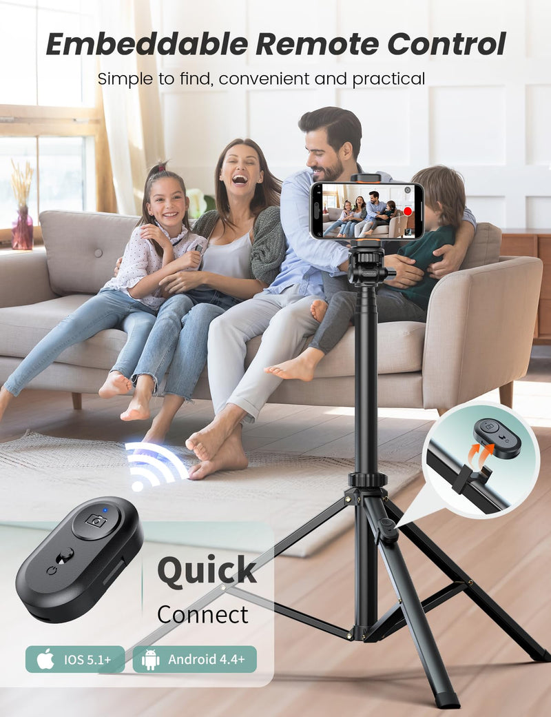 [AUSTRALIA] - 71'' Phone Tripod & Selfie Stick, Tripod for iPhone with Detachable Remote, Portable Phone Tripod Stand for Video Recording, Travel Tripod for Cell Phone, Compatible with Smartphones, DSLR 