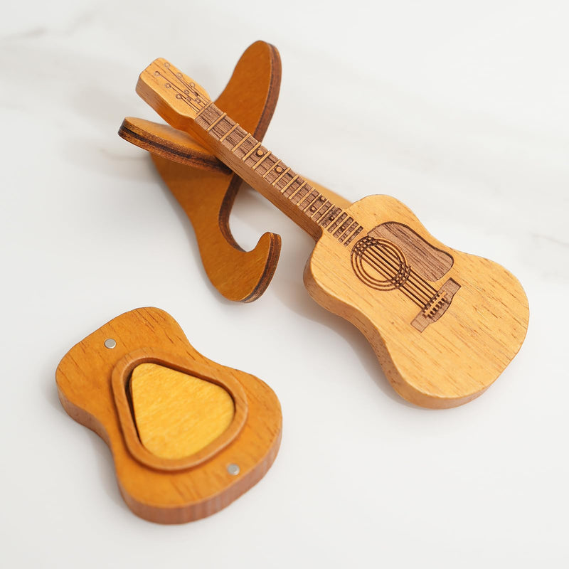 Wooden Guitar Pick Box Unique Guitar Picks Guitar Pick Holder Box Musician Engraved Wooden Plectrum Case
