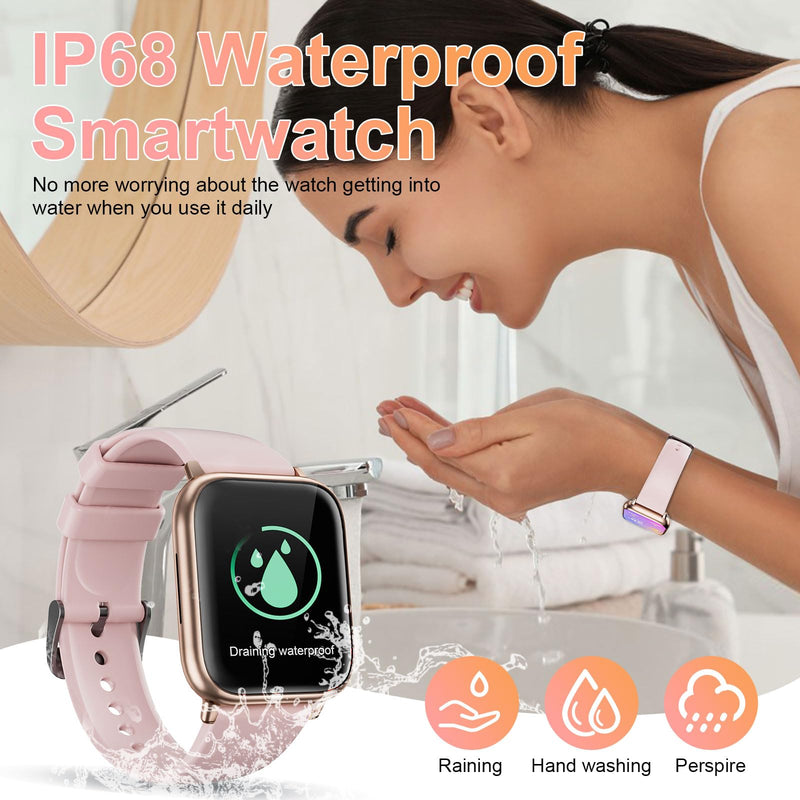 Smart Watches for Women Answer/Make Calls, 1.83" Fitness Tracker Watch with Heart Rate Monitor, 113+ Sport Modes, Pedometer, Sleep Monitor, IP68 Waterproof, Smartwatch for Android/iOS (Rose Gold) Rose Gold