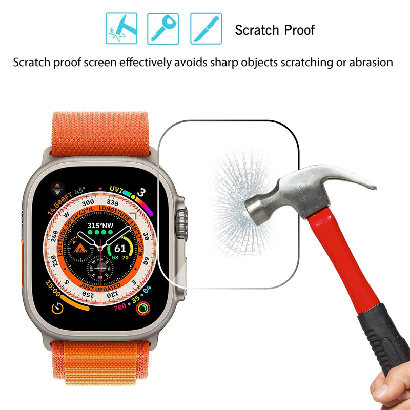 Ailun for Apple Watch Ultra 2/Ultra Screen Protector [49mm], Tempered Glass Film, Anti-Scratch, High Definition, Touch Sensitive[3 Pack][Clear] 49MM Clear