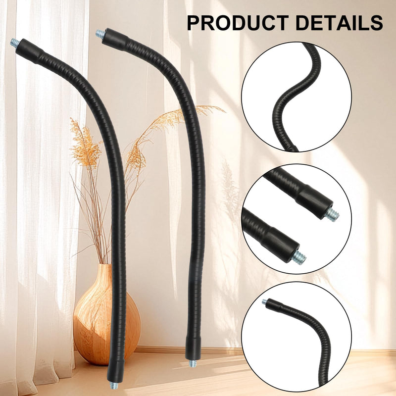 2 Pack Gooseneck, 8 Inch Flexible Arm, 1/4"-20 Male to Male | Metal Extension Tube, For Action Camera, Phone, Microphone, Tripod, LED Light, Black