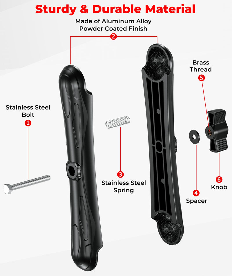 VAZESWIN 1.5" Ball Aluminum Alloy Double Socket Arm, 9.1" Length Long Arm | Compatible with RAM Mounts C Size 1.5" Ball Components, 360° Rotation, for Fish Finder Mount, Marine Electronic Mount